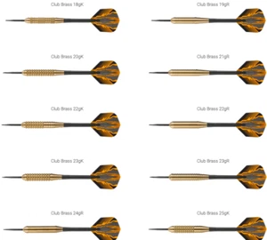 Set freccette in ottone Harrows Club 18g - 28g valore anellato o zigrinato punta in acciaio - Foto 1 di 2