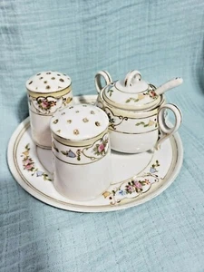 Antique Nippon Serving Set. Salt/Pepper Shakers, Relish Bowl, Tray. c.1891-1921. - Picture 1 of 6