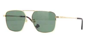 NEW Gucci GG0743S 004 Mens Sunglasses Gold Frame/Green Lenses 57mm - Picture 1 of 4