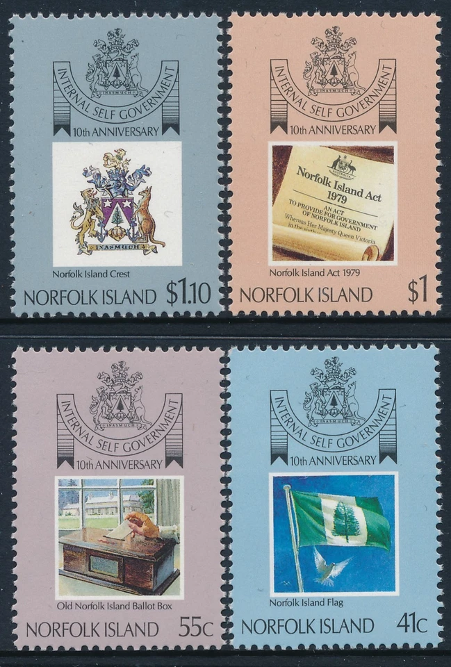 1989 NORFOLK ISLAND SELF GOVERNMENT 10th ANNIVERSARY SET OF 4 FINE MINT MNH - Image 1 of 1
