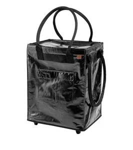 CleverMade Foldable Tote Bag on Wheels 14”Lx18”Wx24”H Soft Grip Black - Picture 1 of 6
