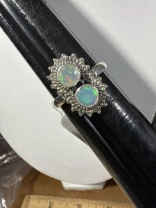 925, Piedra preciosa de ópalo etíope de plata esterlina, anillo, estilo suroeste talla 8,5 - Imagen 1 de 5