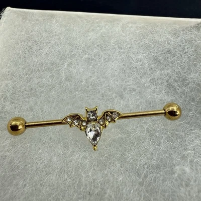 14 калибр черная летучая мышь промышленная штанга новые серьги хрящ 1,5 дюйма - Изображение 1 из 4