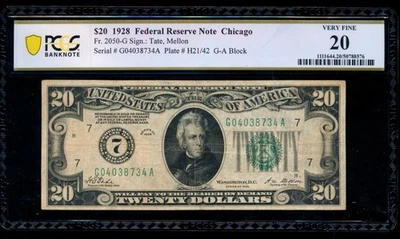 AC 1928 $20 Chicago FRN PCGS 20 Fr 2050-G NUMERICAL - Image 1 of 2