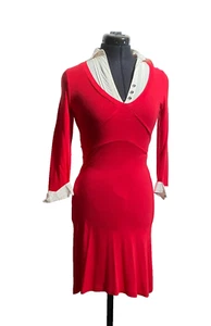 Jane Norman Dress Women Small Red White Collar Stretch Size 8 - Picture 1 of 13