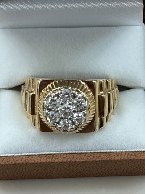 Men's Two Tone Rolex Style Diamond Ring In 18kl Gold. – Emiratesdiamonds