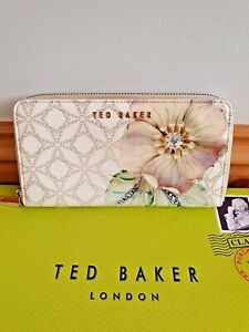 Ted Baker Eamon Gem Gardens ivory Leather Zip Matinee Purse*Match Dress Listed
