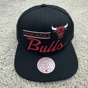 Chicago Bulls Hat Mitchell & Ness Black Snapback Retro Lockup Team Script Cap - Picture 1 of 8