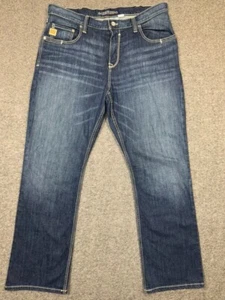 Cinch Jeans Mens 38x32 Blue Carter 2.0 Whiskered Faded Cowboy Western Workwear - Picture 1 of 21