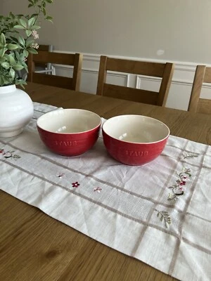 Large 6.5 Staub Bowls Cherry Red Ceramic 2 Pcs - Image 1 of 3