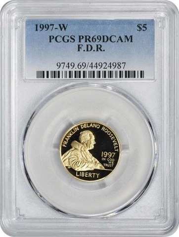 1997-W F.D.R. $5 Five dollar Gold Proof Commemorative PR69DCAM Deep Cameo PCGS Cover