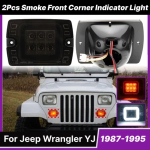 Smoke Front Corner Indicator Lights Parking Lamps For Jeep Wrangler YJ 1987-1995 - Picture 1 of 6