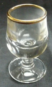 Verre à liqueur ancien soufflé bouche 2 cl – bord doré – REF 4654C - Picture 1 of 3
