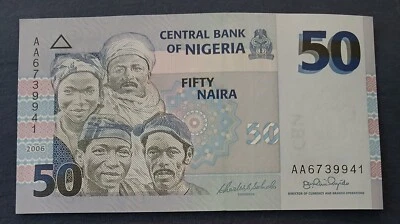 NIGERIA - 2006 - 50 NAIRA - BANKNOTE - AA6739941 - CIRCULATED - Image 1 of 2