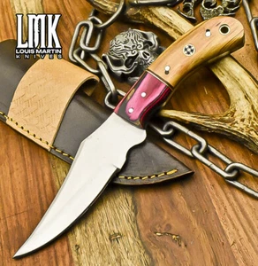 LMK Hand Forged Skinner Knife D2 Tool Steel Olive Wood Wooden Bolster Hunter - Picture 1 of 9