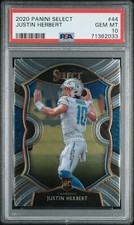 2020 Panini Select Justin Herbert #44 Concourse Rookie RC Card PSA 10