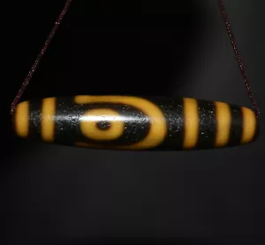 OLD TIBETAN REAL TWO EYED DZI BEAD PENDANT ANCIENT 2 EYES GZI AMULET GENUINE 9 - Picture 1 of 7