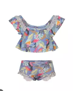 Vince Camuto Girls' 2 Piece Swimsuit Tropical Flamingo Toucan Print Size 7 NWT - Picture 1 of 2