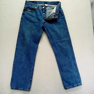 Jeans vintage Levis 501 36x32 blu denim con bottoni lavaggio medio - Foto 1 di 11