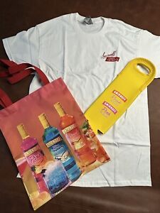 Smirnoff Vodka Lot - Bottle Bag, Reusable Bag, & T Shirt Unisex Mens Sz L - NEW!