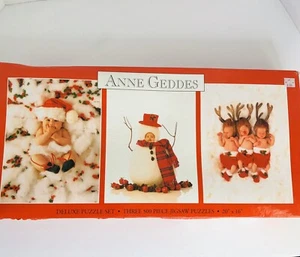 Christmas Puzzle 500 Piece Set of 3 Anne Geddes Deluxe 3621-1 Babies Mystery - Picture 1 of 9