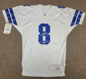 Troy Aikman Signed Authentic Dallas Cowboys Wilson Jersey Beckett Witness Front - Picture 1 of 7