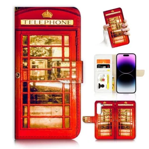 ( For Samsung S24 FE ) Wallet Flip Case Cover AH26241 British Phone Booth - Photo 1 sur 7