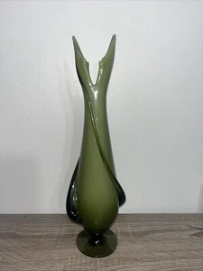 Wunderschöne Vintage Murano Mid Bright Century Vase grün Kunstglas Fuß Knospe Vase 16" - Bild 1 von 6