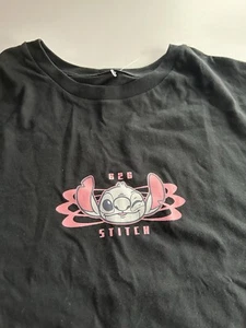 Disney Stitch Black T Shirt Size XL Front And Back Design New - Picture 1 of 2