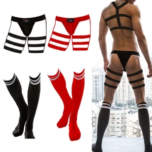 Men's Chest Harness Lingerie Uniform Body Leg Strap Briefs Clubwear Costume - Picture 1 of 37