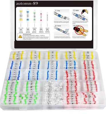 500/100PCS Waterproof Solder Seal Sleeve Heat Shrink Butt Wire Connectors KIT - Image 1 of 4