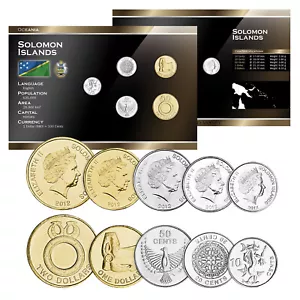 God Save The Queen Solomon Islands 5 Uncirculated Coins 10c 20c 50c $1 $2 2012 - Picture 1 of 4