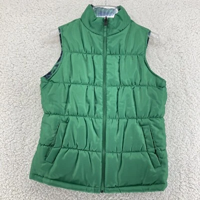 Chaleco acolchado verde reversible para mujer pequeño mediano azul marino bolsillos a cuadros Foto 1 de 4