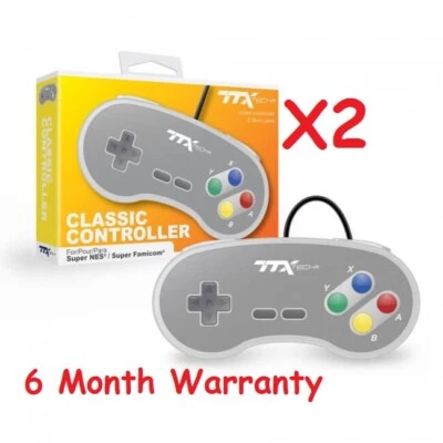 2 New Super Nintendo SNES System Console Replacement Controller 6FT TTX - Image 1 of 3