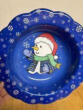 Vintage Berman Industries 13" Plastic Candy Dish Bowl Christmas Snowman Snow
