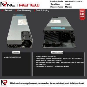 Zasilacz Cisco Meraki MA-PWR-1025WAC 1025W - Zdjęcie 1 z 1
