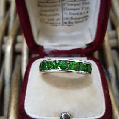 Anillo de plata de ley 925 media eternidad cromo diopsido joyería talla N.5 Foto 1 de 4