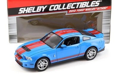 1:18 Shelby Collectibles 2010 Ford Shelby GT500 Coupè Blu Con Red Stripes - Immagine 1 di 4