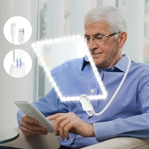 NZQXJXZ Leselupe Lupe mit Licht Hands-Free Lupe Schwanenhals 25,7x18,7cm, Weiß - Bild 1 von 8