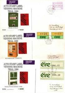 1990 Machine Labels FRAMA, Klüssendorf & Bitney-Bowes on 3 Express FDC's to USA - Picture 1 of 1