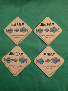 Jim Beam Vintage Lot of 4 Fish "Beam Tastes Better" Coasters 50s/60s Gift Rare - Picture 1 of 3
