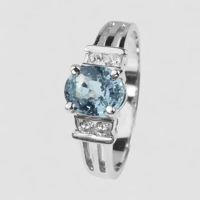 925 Sterling Silver Handmade Fine Jewelry Rings Burma Gray Blue Spinel 1.02Ct - Image 1 of 4