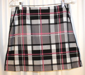 NEW Golftini 'Risk Taker' Plaid Golf Skirt Skort Size 2 Black Gray Pink - Picture 1 of 2