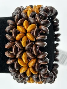 Pulsera de frijoles de madera hawaiana de ABC Store nueva con etiquetas marrón tostado - Imagen 1 de 6
