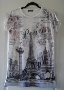 Neu ohne Etikett verziertes Souvenir Paris Damen T-Shirt Gr. L von "Attitude Paris" - Bild 1 von 14