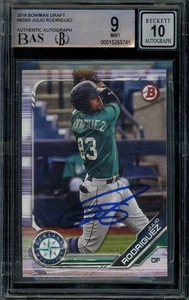 Julio Rodriguez 2019 Bowman Draft In-Person IP Auto BD-60 Mariners BGS 9 Auto 10 - Picture 1 of 2