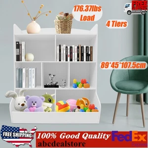 4 Tier Kids Toy Storage Organizer Bookshelf Storage Organizer f/Playroom&Bedroom - Picture 1 of 16