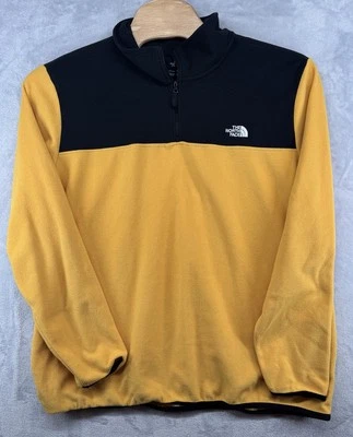 North Face Yellow Black Colorblock Fleece Pullover Jacket  1/4 Zip Mens Size 2XL - Image 1 of 4