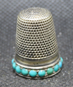 GERMANY SILVER THIMBLE COLLECTION TURQUOISE STONE