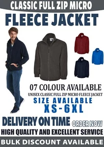 Uneek Classic Fleece Jacket Full Zip Micro Casual Extra Warm Work Wear unisex - Picture 1 of 16